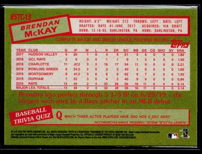 2020 Topps Chrome Brendan McKay 1985 Topps Baseball #85TC-13