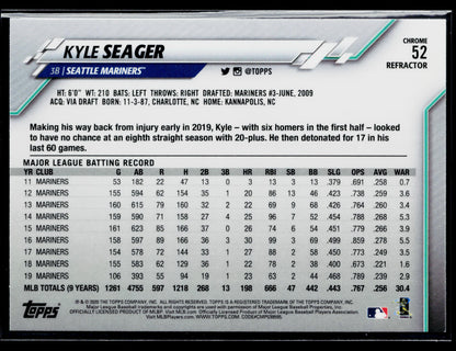 2020 Topps Chrome Kyle Seager Refractor #52