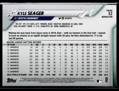 2020 Topps Chrome Kyle Seager Sepia Refractor #52