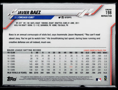 2020 Topps Chrome Javier Baez Refractor #198