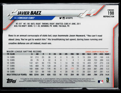 2020 Topps Chrome Javier Baez Refractor #198