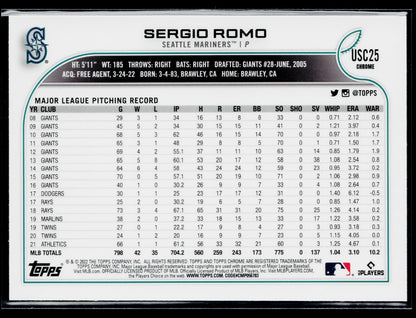 2022 Topps Update Sergio Romo Purple #US322