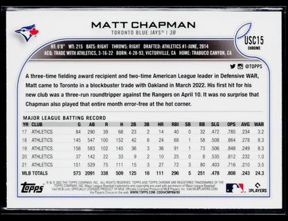 2022 Topps Chrome Update Matt Chapman Purple #USC15