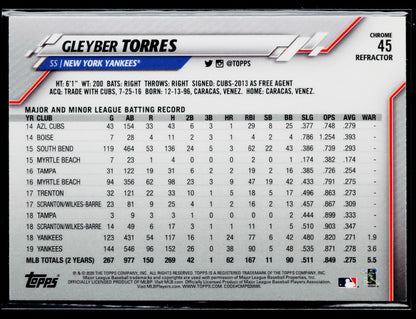 2020 Topps Chrome Gleyber Torres Refractor #45
