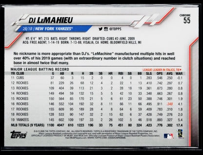 2020 Topps Chrome DJ LeMahieu Prism Refractor #55