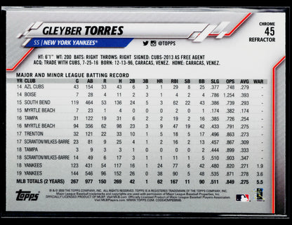2020 Topps Chrome Gleyber Torres Sepia Refractor #45