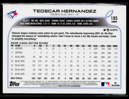 2022 Topps Chrome Teoscar Hernandez Sepia #185