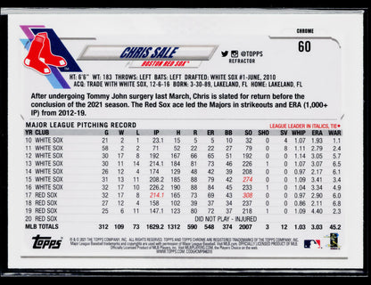 2021 Topps Chrome Chris Sale Refractor #60