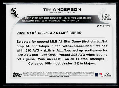 2022 Topps Chrome Update Tim Anderson 2022 All-Star Game Chrome #ASGC-15