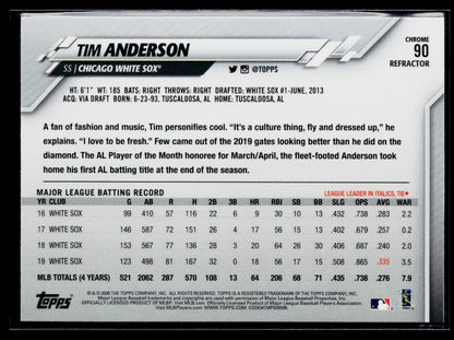 2020 Topps Chrome Tim Anderson Sepia Refractor #90