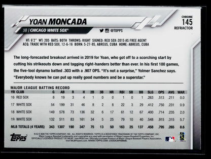 2020 Topps Chrome Yoan Moncada Pink Refractor #145