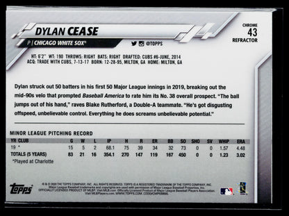 2020 Topps Chrome Dylan Cease Rookie Pink Refractor #43