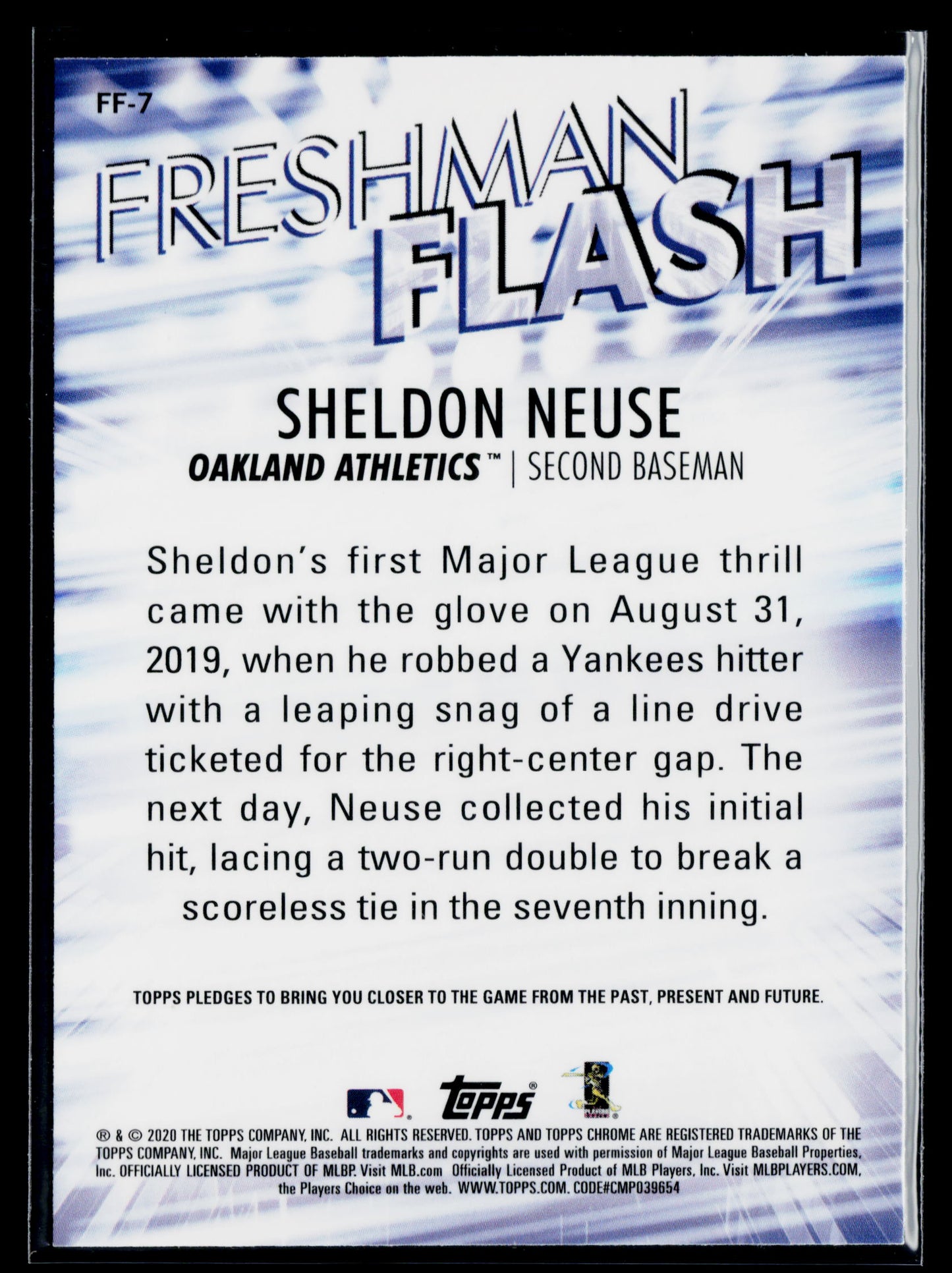 2020 Topps Chrome Sheldon Neuse Freshman Flash #FF-7