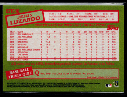 2020 Topps Chrome Jesus Luzardo 1985 Topps Baseball #85TC-10