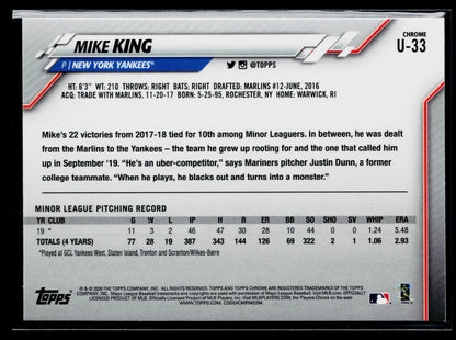 2020 Topps Chrome Update Mike King Rookie Pink #U-33
