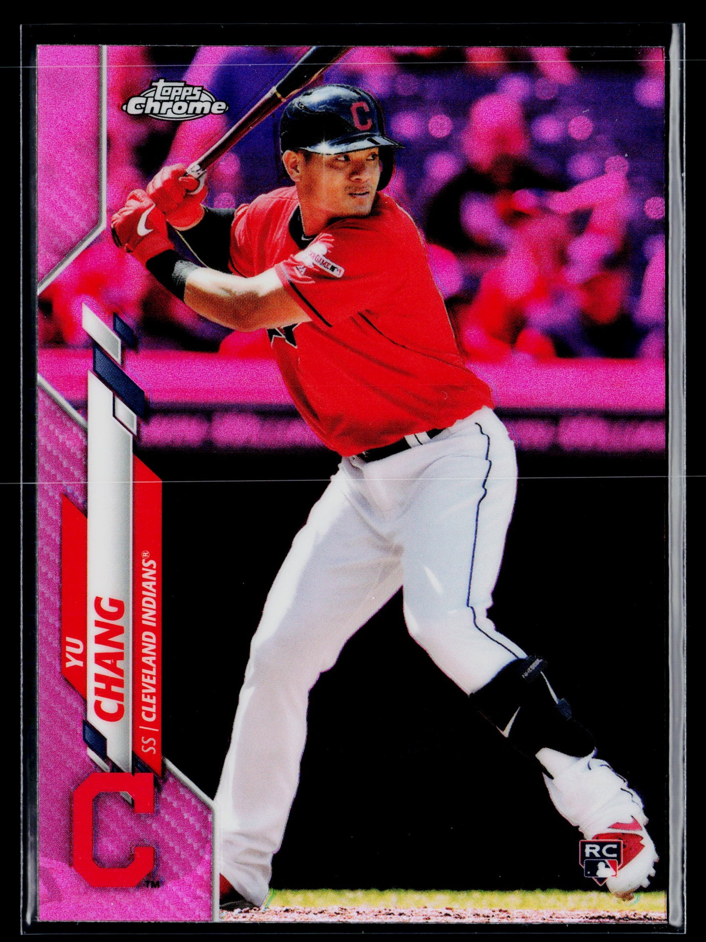 2020 Topps Chrome Yu Chang Rookie Pink Refractor #173