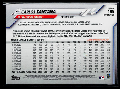 2020 Topps Chrome Carlos Santana Refractor #165