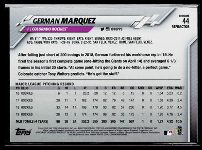 2020 Topps Chrome German Marquez X-Fractor Refractor #44