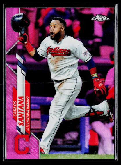 2020 Topps Chrome Carlos Santana Pink Refractor #165