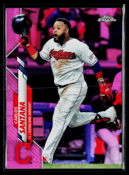 2020 Topps Chrome Carlos Santana Pink Refractor #165