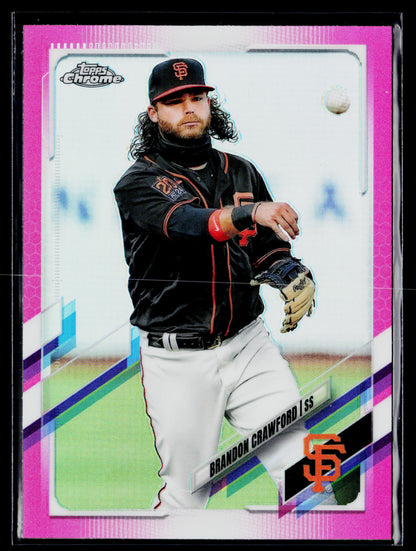 2021 Topps Chrome Brandon Crawford Pink Refractor #65