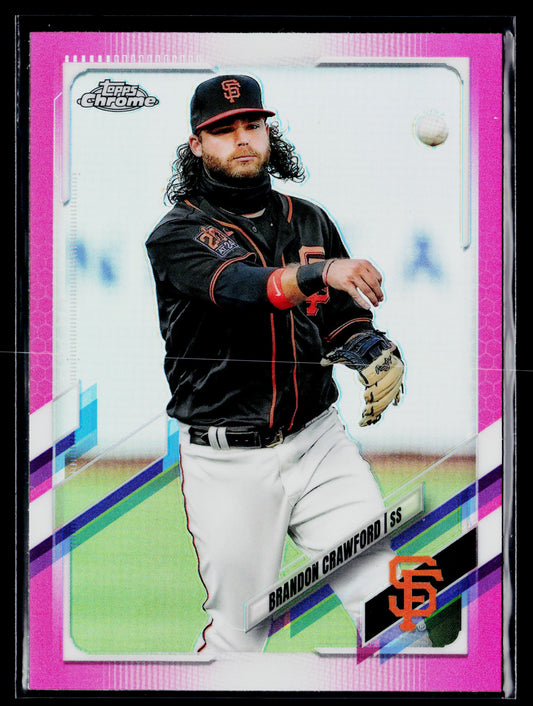 2021 Topps Chrome Brandon Crawford Pink Refractor #65