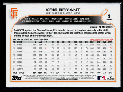 2022 Topps Chrome Kris Bryant Refractor #9