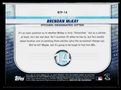 2020 Bowman Brendan McKay Chrome Bowman Scouts Top 100 #BTP-14