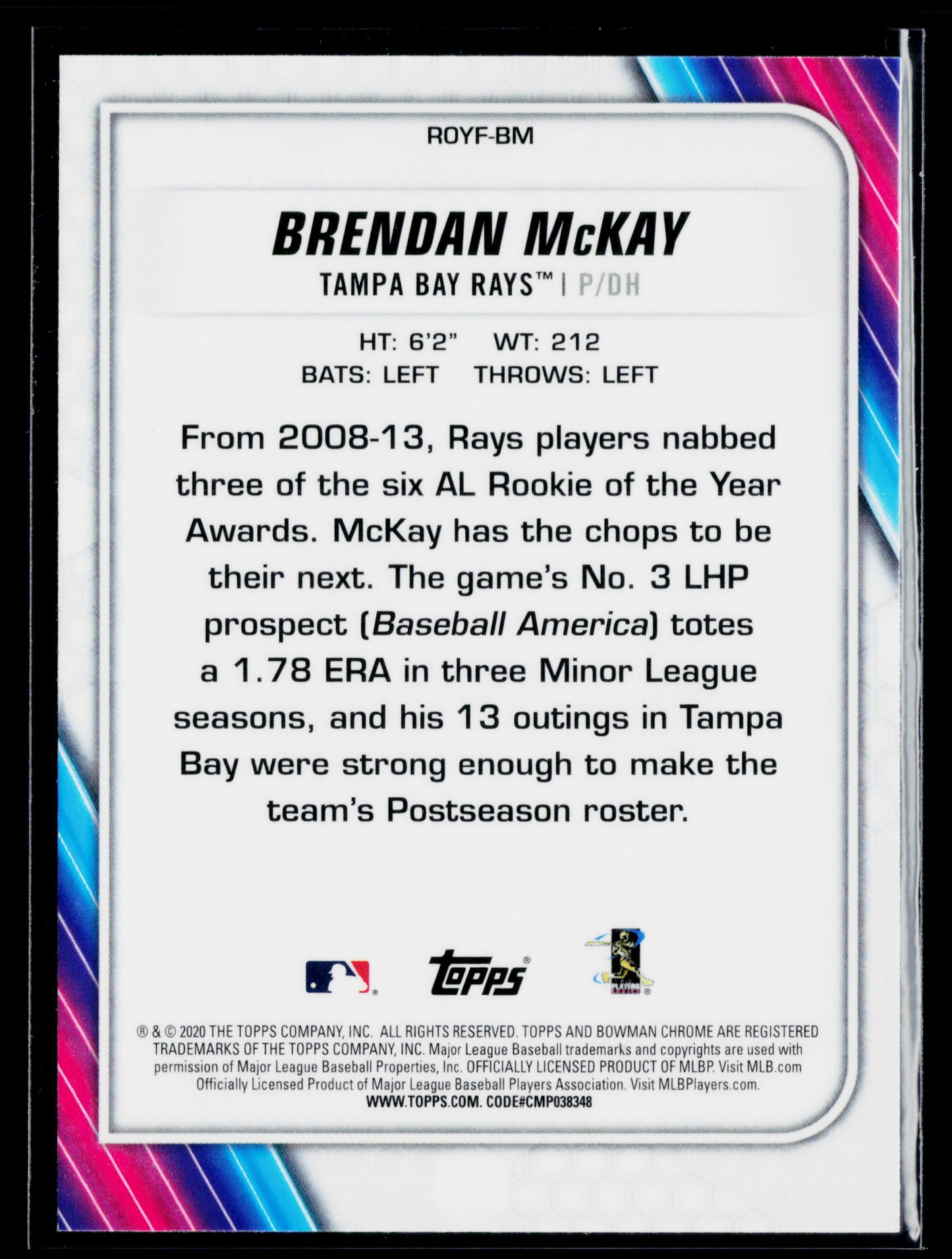 2020 Bowman Brendan McKay Chrome Rookie of the Year Favorites #ROYF-BM