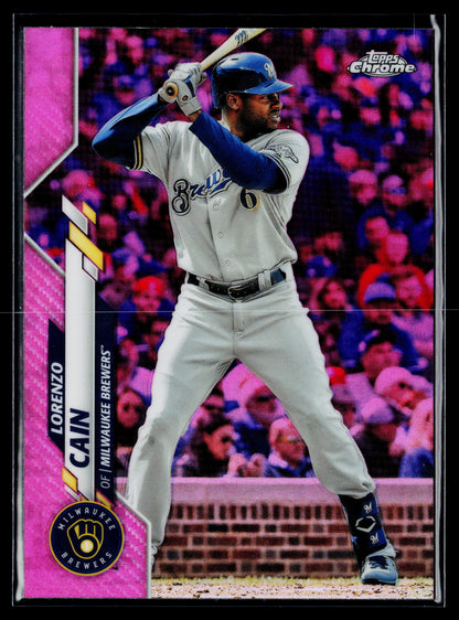 2020 Topps Chrome Lorenzo Cain Pink Refractor #153