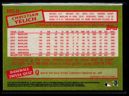 2020 Topps Chrome Christian Yelich 1985 Topps Baseball #85TC-15