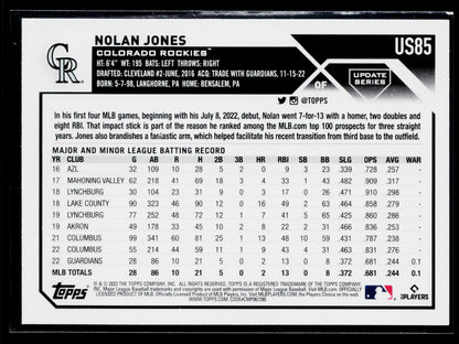 2023 Topps Update Nolan Jones Royal Blue #US85