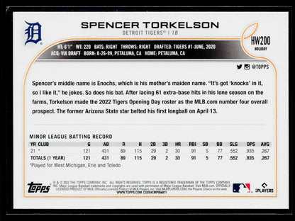 2022 Topps Holiday Spencer Torkelson Rookie #HW200