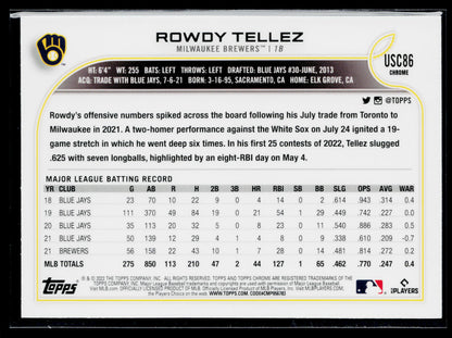2022 Topps Chrome Update Rowdy Tellez Purple #USC86