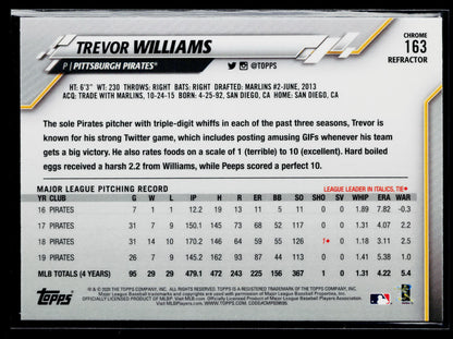 2020 Topps Chrome Trevor Williams Pink Refractor #163