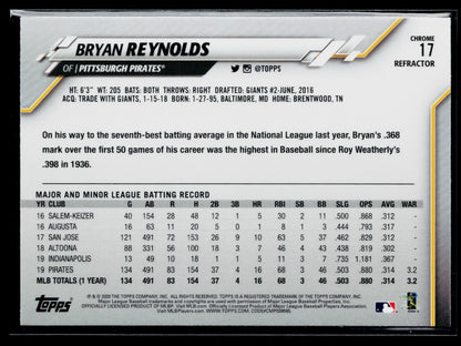2020 Topps Chrome Bryan Reynolds Refractor #17