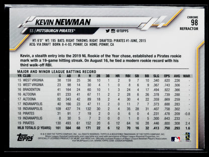 2020 Topps Chrome Kevin Newman Refractor #98