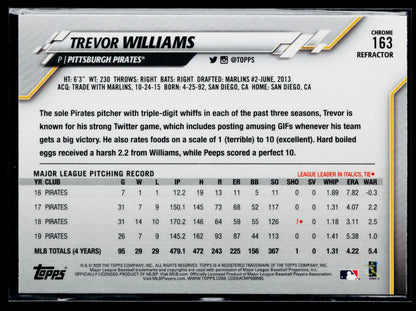 2020 Topps Chrome Trevor Williams Sepia Refractor #163