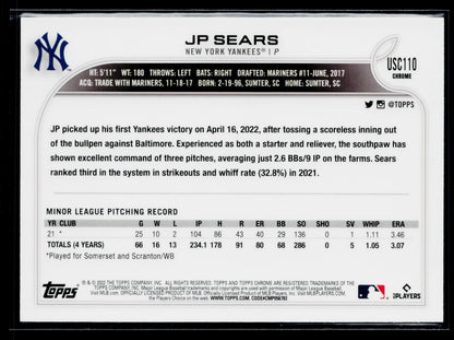 2022 Topps Chrome Update JP Sears Purple #USC110