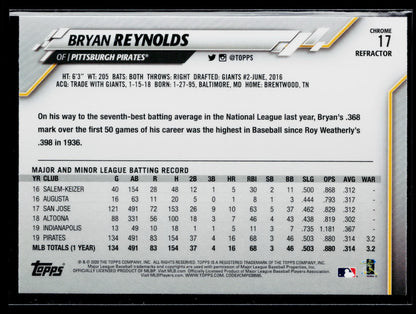 2020 Topps Chrome Bryan Reynolds Pink Refractor #17