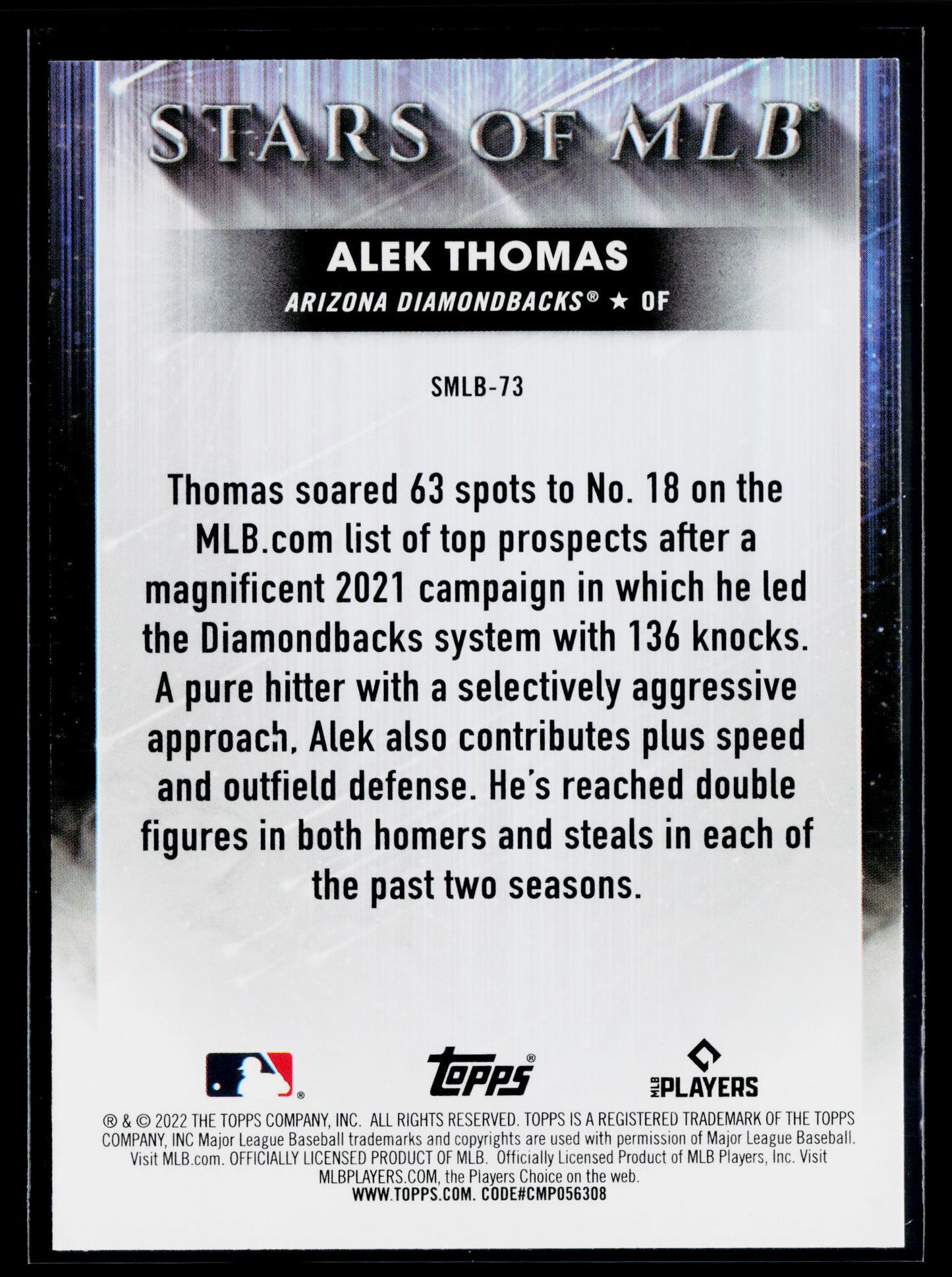 2022 Topps Update Alek Thomas Stars of MLB Chrome #SMLBC-73