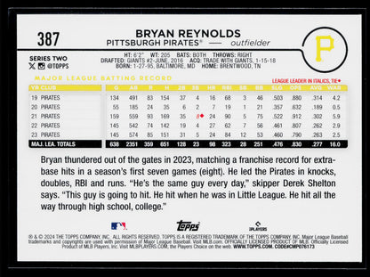 2024 Topps Bryan Reynolds Yellow #387