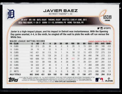 2022 Topps Chrome Update Javier Baez Purple #USC89