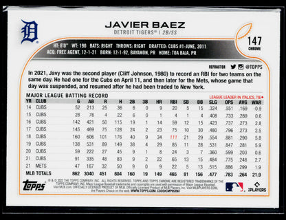 2022 Topps Chrome Javier Baez Refractor #147