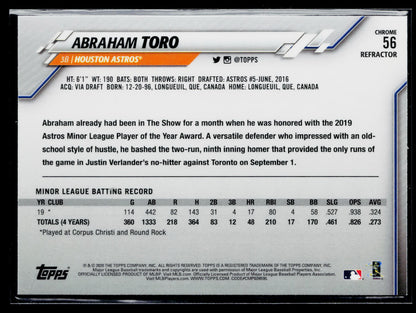 2020 Topps Chrome Abraham Toro Rookie Sepia Refractor #56