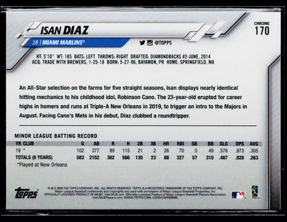 2020 Topps Chrome Isan Diaz Rookie Prism Refractor #170