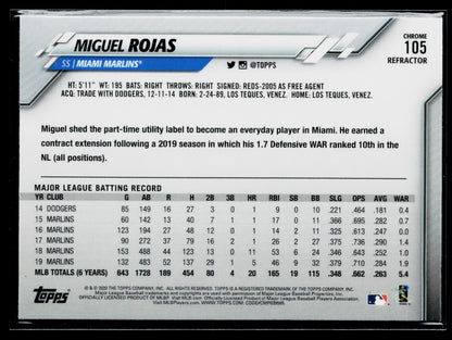 2020 Topps Chrome Miguel Rojas Sepia Refractor #105