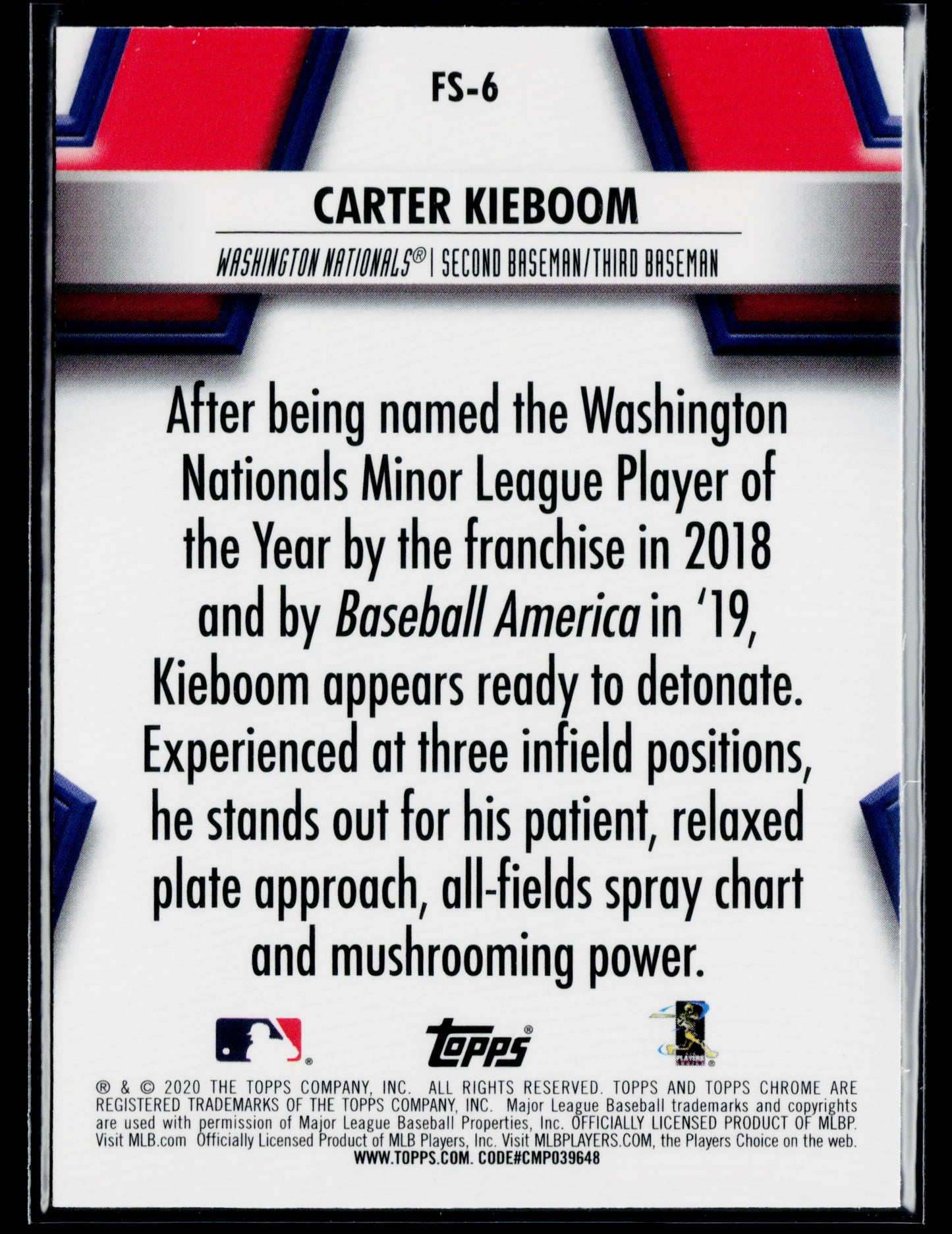 2020 Topps Chrome Carter Kieboom Future Stars #FS-6