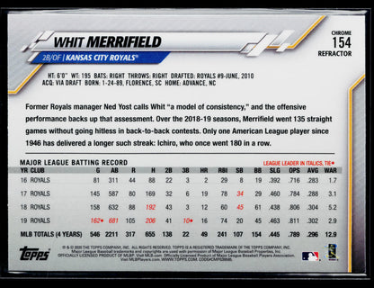 2020 Topps Chrome Whit Merrifield Pink Refractor #154