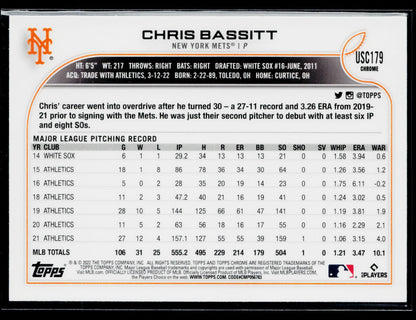 2022 Topps Chrome Update Chris Bassitt Purple #USC179